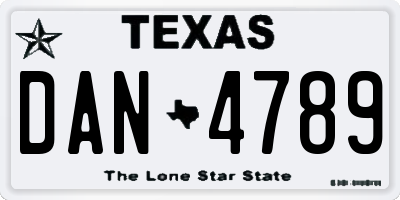 TX license plate DAN4789
