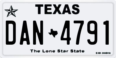 TX license plate DAN4791