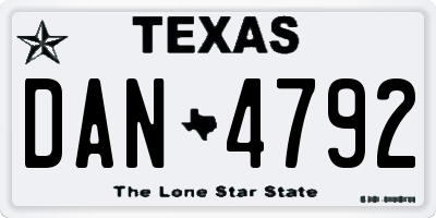 TX license plate DAN4792