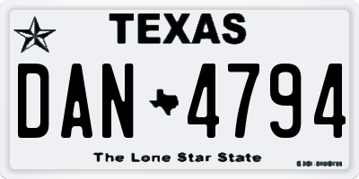 TX license plate DAN4794
