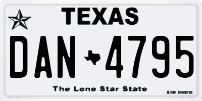 TX license plate DAN4795
