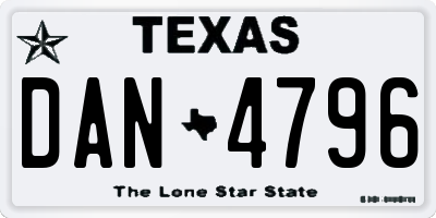TX license plate DAN4796