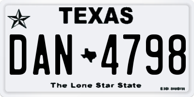 TX license plate DAN4798