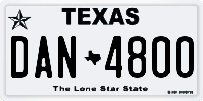 TX license plate DAN4800