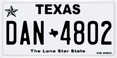 TX license plate DAN4802