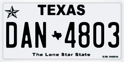 TX license plate DAN4803