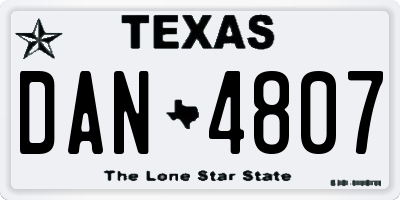 TX license plate DAN4807