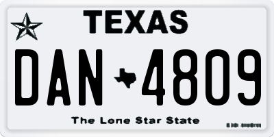 TX license plate DAN4809
