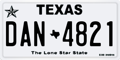 TX license plate DAN4821