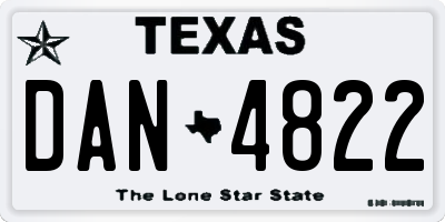 TX license plate DAN4822