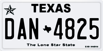 TX license plate DAN4825