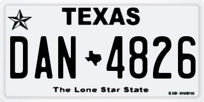 TX license plate DAN4826