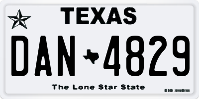 TX license plate DAN4829