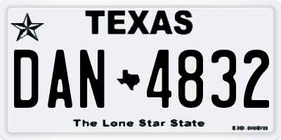 TX license plate DAN4832