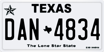 TX license plate DAN4834