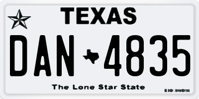 TX license plate DAN4835
