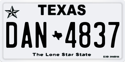 TX license plate DAN4837
