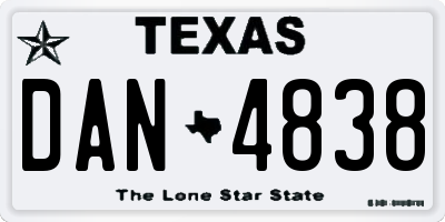 TX license plate DAN4838