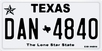 TX license plate DAN4840