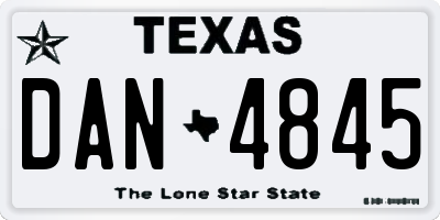 TX license plate DAN4845