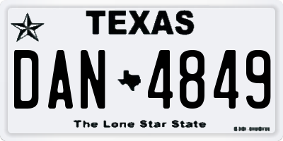 TX license plate DAN4849