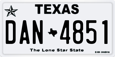 TX license plate DAN4851