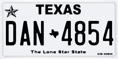 TX license plate DAN4854