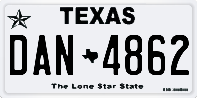 TX license plate DAN4862