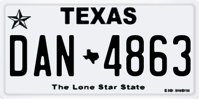 TX license plate DAN4863