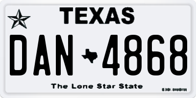 TX license plate DAN4868
