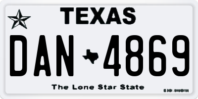 TX license plate DAN4869