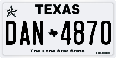 TX license plate DAN4870
