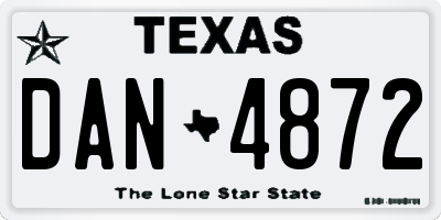 TX license plate DAN4872