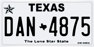 TX license plate DAN4875