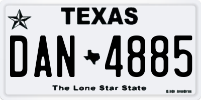 TX license plate DAN4885