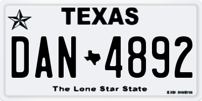 TX license plate DAN4892
