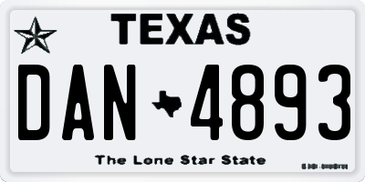 TX license plate DAN4893