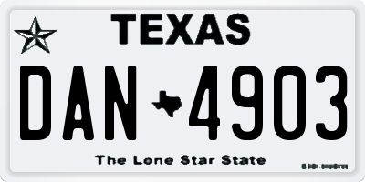 TX license plate DAN4903