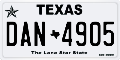 TX license plate DAN4905