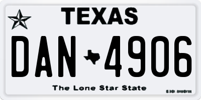 TX license plate DAN4906