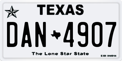 TX license plate DAN4907