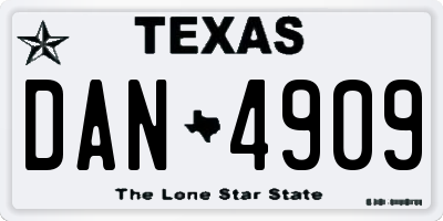 TX license plate DAN4909
