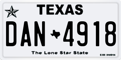 TX license plate DAN4918