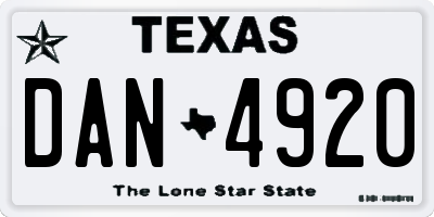 TX license plate DAN4920