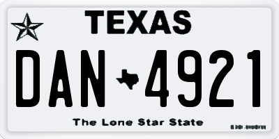 TX license plate DAN4921