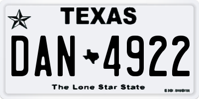 TX license plate DAN4922