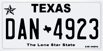 TX license plate DAN4923