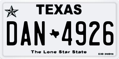 TX license plate DAN4926