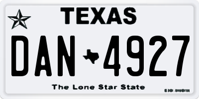 TX license plate DAN4927