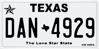 TX license plate DAN4929
